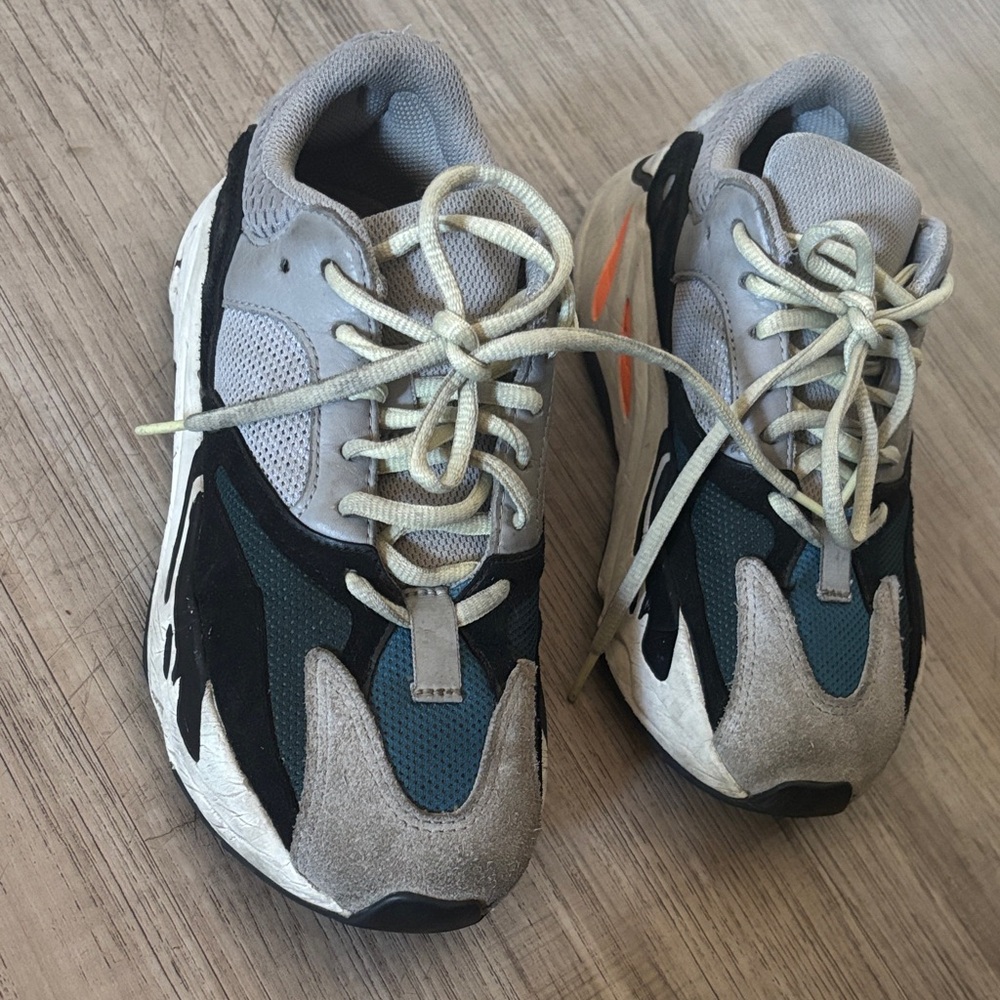 Yeezy Kids Sneakers in Gray, Black, and Teal